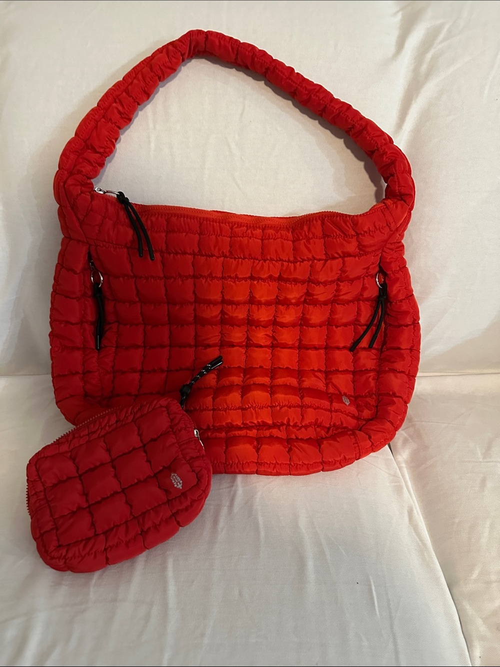 Free People Quilted Shoulder Bag in Red with Coin Pouch